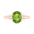 thumbnail image 1 of 2 ct Oval Cut Natural Peridot Solitaire 18K Rose Gold Womens Engagement Ring, 1 of 5