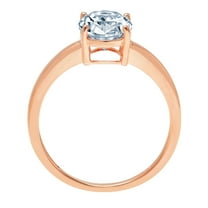2 ct Oval Cut Simulated Blue Diamond Solitaire Engagement Ring for Women in 18K Rose Gold