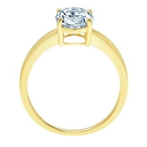 2 ct Oval Cut Simulated Blue Diamond Solitaire Engagement Ring for Women in 18K Yellow Gold