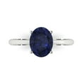 thumbnail image 1 of 2 ct Oval Cut Simulated Blue Sapphire Solitaire 14K White Gold Womens Engagement Ring, 1 of 5