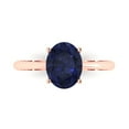 thumbnail image 1 of Clara Pucci 14K Rose Gold 2ct BlueSapphire Solitaire Ring for Women, 1 of 7