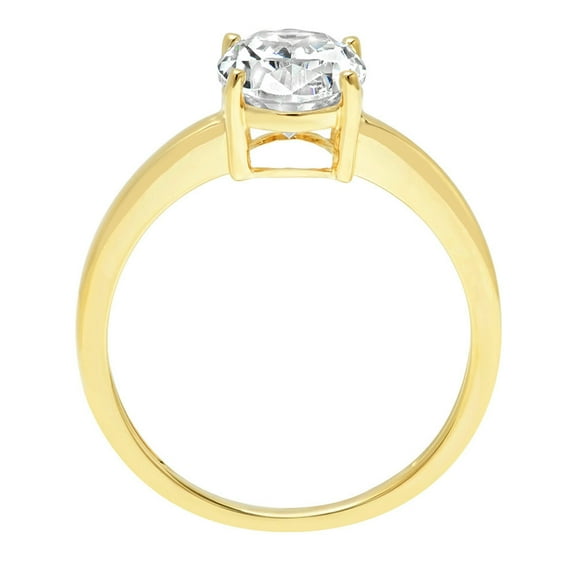 2 ct Oval Cut Simulated Diamond Solitaire Engagement Ring for Women in 18K Yellow Gold