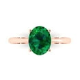 thumbnail image 1 of Clara Pucci 14K Rose Gold Solid Gold Emerald Solitaire Anniversary Ring for Women - 2 cttw Oval Cut, 1 of 7