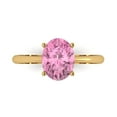 thumbnail image 1 of Clara Pucci 14K Yellow Gold Solid Gold Pink Solitaire Anniversary Ring for Women - 2 cttw Oval Cut, 1 of 7