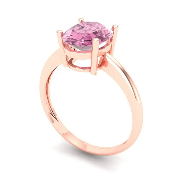 2 ct Oval Cut Simulated Pink Diamond Solitaire Engagement Ring for Women in 18K Rose Gold
