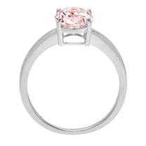 2 ct Oval Cut Simulated Pink Diamond Solitaire Engagement Ring for Women in 18K White Gold