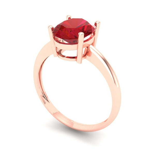 2 ct Oval Cut Simulated Pink Tourmaline Solitaire Engagement Ring for Women in 14K Rose Gold