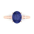 thumbnail image 1 of 2 ct Oval Cut Simulated Tanzanite Solitaire Engagement Ring for Women in 18K Rose Gold, 1 of 5