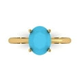 thumbnail image 1 of 2 ctw Solitaire Anniversary Ring for Women | Oval Cut Simulated Turquoise | Hyperallergenic Solid 18K Yellow Gold, 1 of 5