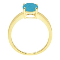 2 ct Oval Cut Simulated Turquoise Solitaire Engagement Ring for Women in 14K Yellow Gold