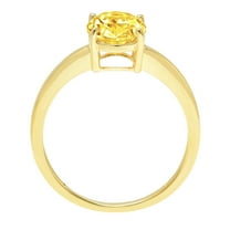 2 ct Oval Cut Simulated Yellow Diamond Solitaire Engagement Ring for Women in 14K Yellow Gold