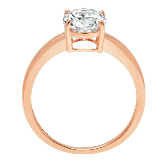 2 ct Oval Cut White Sapphire Solitaire Engagement Ring for Women in 14K Rose Gold