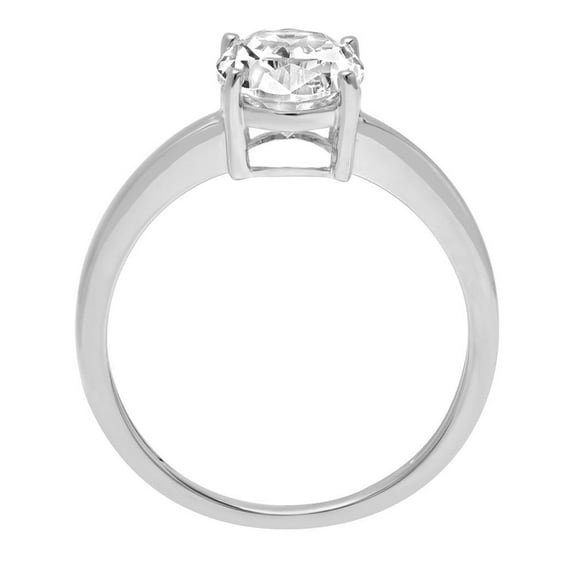 2 ct Oval Cut White Sapphire Solitaire Engagement Ring for Women in 14K White Gold