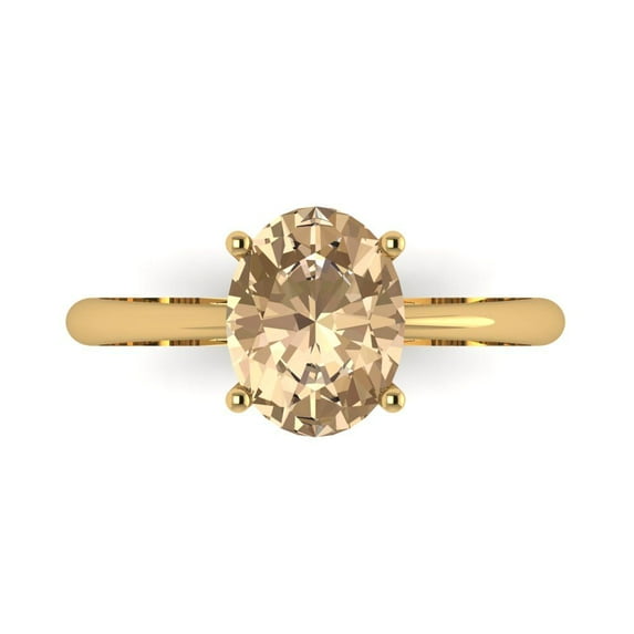 2 ct Oval Cut Yellow Moissanite Solitaire Engagement Ring for Women in 18K Yellow Gold