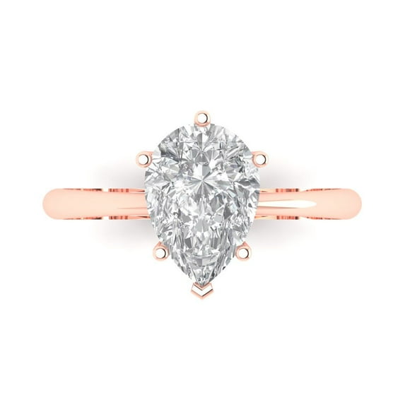2 ct Pear Cut Moissanite Solitaire Engagement Ring for Women in 18K Rose Gold