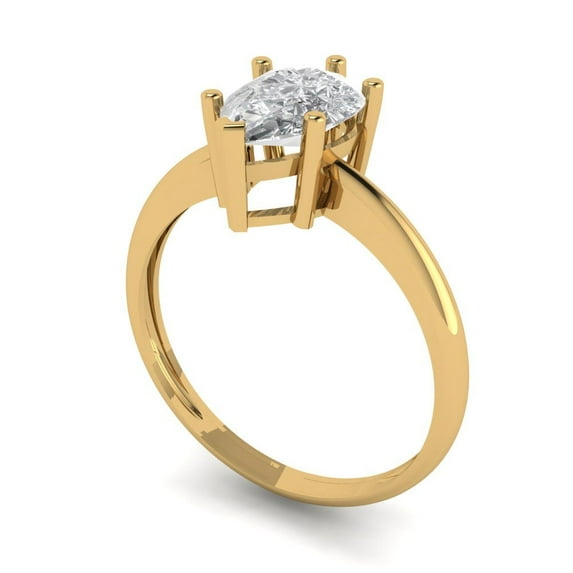 2 ct Pear Cut Moissanite Solitaire Engagement Ring for Women in 14K Yellow Gold