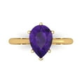 thumbnail image 1 of 2 ctw Solitaire Anniversary Ring for Women | Pear Cut Natural Amethyst | Hyperallergenic Solid 18K Yellow Gold, 1 of 5
