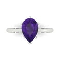 thumbnail image 1 of 2 ct Pear Cut Natural Amethyst Solitaire Engagement Ring for Women in 18K White Gold, 1 of 5