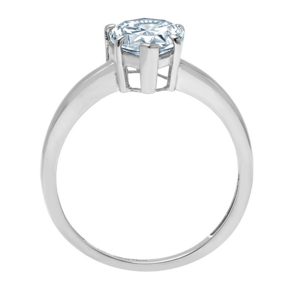2 ct Pear Cut Natural Aquamarine Solitaire Engagement Ring for Women in 18K White Gold