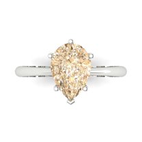 2 ct Pear Cut Natural Morganite Solitaire Engagement Ring for Women in 14K White Gold