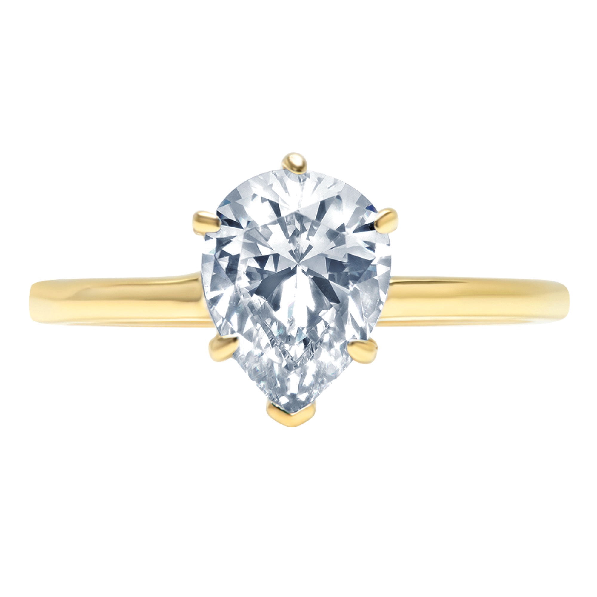 Natural Swiss Blue Topaz Pear Shape Engagement Ring With Diamond, AAA Quality, 5x7mm - Ready To Gift In Rosec Jewels Box