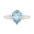 thumbnail image 1 of Clara Pucci 14K White Gold Solid Gold Blue Solitaire Anniversary Ring for Women - 2 cttw Pear Cut, 1 of 7