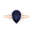 thumbnail image 1 of 2 ctw Solitaire Anniversary Ring for Women | Pear Cut Simulated Blue Sapphire | Hyperallergenic Solid 18K Rose Gold, 1 of 5