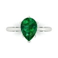 thumbnail image 1 of 2 ct Pear Cut Simulated Emerald Solitaire 14K White Gold Womens Engagement Ring, 1 of 5