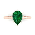thumbnail image 1 of 2 ct Pear Cut Simulated Emerald Solitaire 18K Rose Gold Womens Engagement Ring, 1 of 5