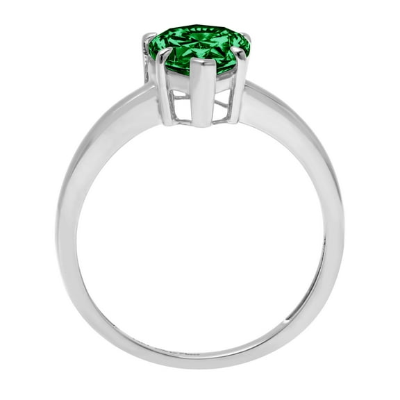 2 ct Pear Cut Simulated Emerald Solitaire Engagement Ring for Women in 18K White Gold