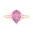 thumbnail image 1 of 2 ct Pear Cut Simulated Pink Diamond Solitaire 18K Rose Gold Womens Engagement Ring, 1 of 5