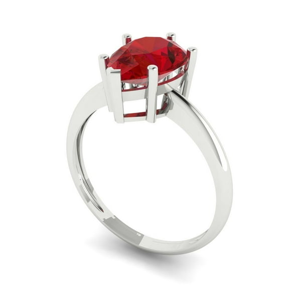 2 ct Pear Cut Simulated Pink Tourmaline Solitaire Engagement Ring for Women in 14K White Gold