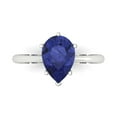 thumbnail image 1 of 2 ctw Solitaire Anniversary Ring for Women | Pear Cut Simulated Tanzanite | Hyperallergenic Solid 18K White Gold, 1 of 5