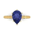 thumbnail image 1 of 2 ctw Solitaire Anniversary Ring for Women | Pear Cut Simulated Tanzanite | Hyperallergenic Solid 18K Yellow Gold, 1 of 5