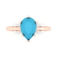 thumbnail image 1 of 2 ctw Solitaire Anniversary Ring for Women | Pear Cut Simulated Turquoise | Hyperallergenic Solid 18K Rose Gold, 1 of 5