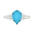 thumbnail image 1 of 2 ctw Solitaire Anniversary Ring for Women | Pear Cut Simulated Turquoise | Hyperallergenic Solid 18K White Gold, 1 of 5