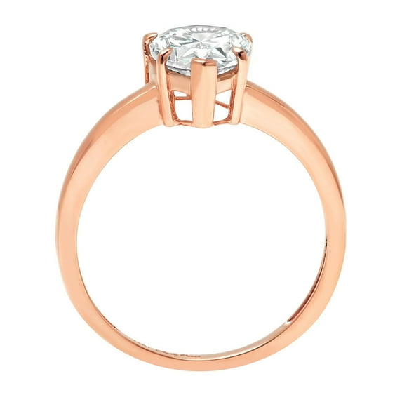 2 ct Pear Cut White Sapphire Solitaire Engagement Ring for Women in 18K Rose Gold