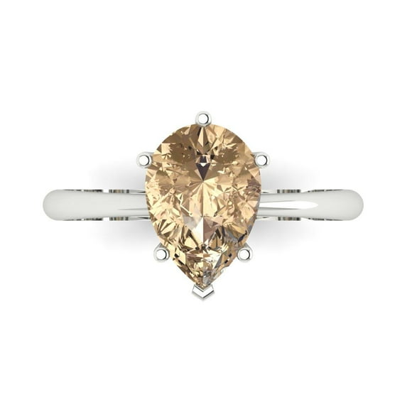 Clara Pucci 14K White Gold 2ct YellowMoissanite Solitaire Ring for Women