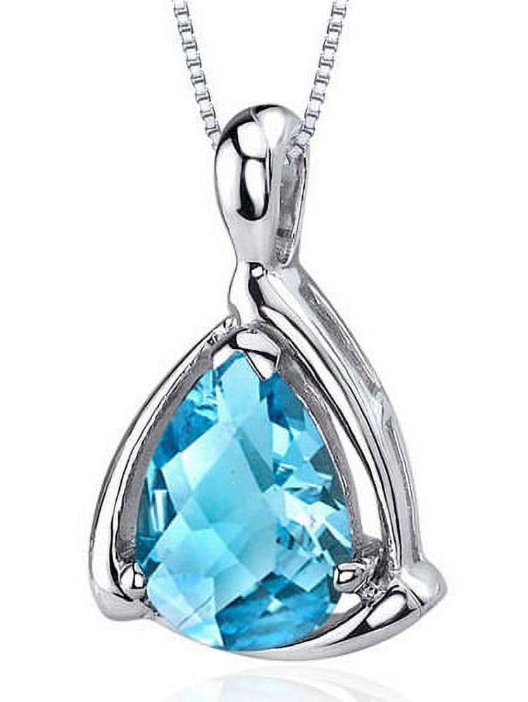 2 ct Pear Shape Swiss Blue Topaz Pendant Necklace in Sterling Silver, 18