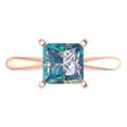thumbnail image 1 of 2 ct Princess Cut Blue Moissanite Solitaire 14K Rose Gold Womens Engagement Ring, 1 of 5
