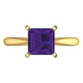 thumbnail image 1 of 2 ctw Solitaire Anniversary Ring for Women | Princess Cut Natural Amethyst | Hyperallergenic Solid 18K Yellow Gold, 1 of 5