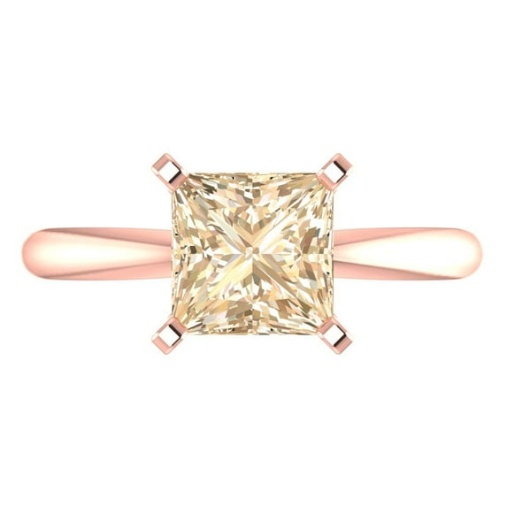 2 ctw Solitaire Anniversary Ring for Women | Princess Cut Natural Morganite | Hyperallergenic Solid 18K Rose Gold