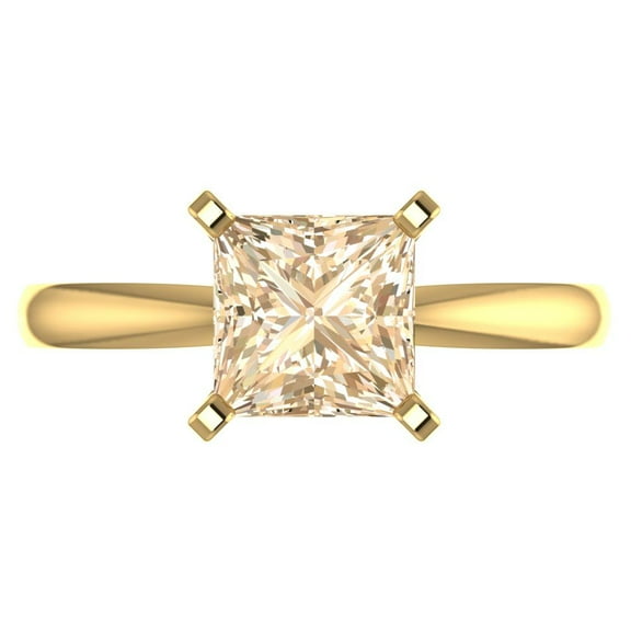 2 ct Princess Cut Natural Morganite Solitaire Engagement Ring for Women in 18K Yellow Gold