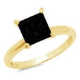 thumbnail image 1 of 2 ct Princess Cut Natural Onyx Solitaire 18K Yellow Gold Womens Engagement Ring, 1 of 3