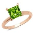 thumbnail image 1 of 2 ct Princess Cut Natural Peridot Solitaire 14K Rose Gold Womens Engagement Ring, 1 of 5