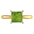 thumbnail image 1 of 2 ct Princess Cut Natural Peridot Solitaire 18K Yellow Gold Womens Engagement Ring, 1 of 5