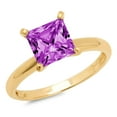thumbnail image 1 of 2 ct Princess Cut Simulated Alexandrite Solitaire 14K Yellow Gold Womens Engagement Ring, 1 of 3