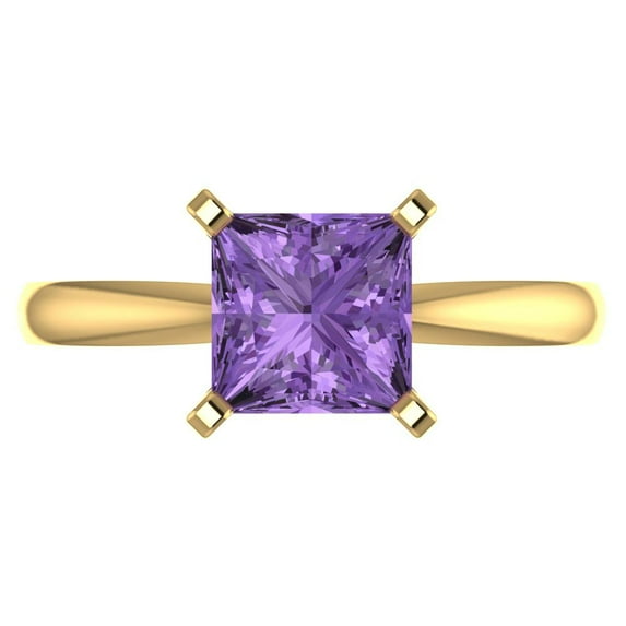 Clara Pucci 14K Yellow Gold 2ct Alexandrite Solitaire Ring for Women