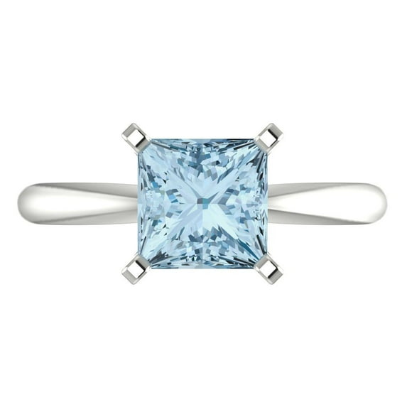 2 ct Princess Cut Simulated Blue Diamond Solitaire Engagement Ring for Women in 18K White Gold
