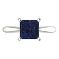 thumbnail image 1 of 2 ctw Solitaire Anniversary Ring for Women | Princess Cut Simulated Blue Sapphire | Hyperallergenic Solid 18K White Gold, 1 of 5